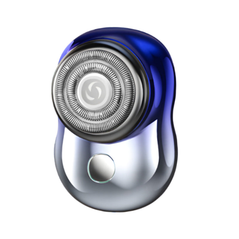 Gradient blue and silver mini rotary electric shaver