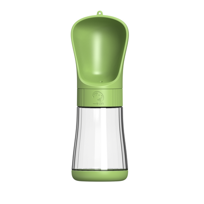 Compact green pet water bottle with clear reservoir