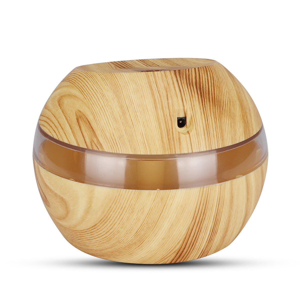 Rear view of the light woodgrain humidifier and power connection