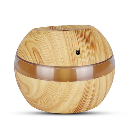 Rear view of the light woodgrain humidifier and power connection