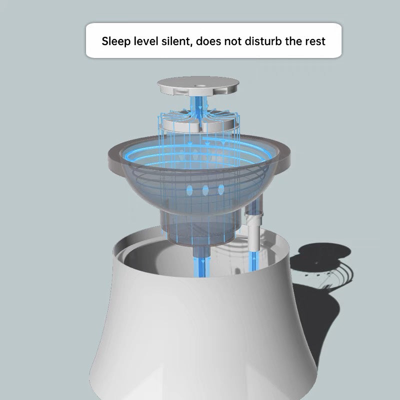 Exploded view of the vortex fountain's basin, pump and reservoir