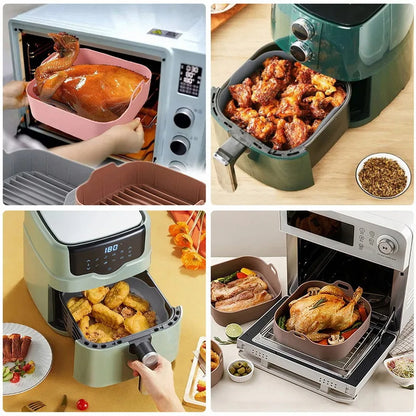 Supplier demonstration images showing silicone liners in cooking appliances