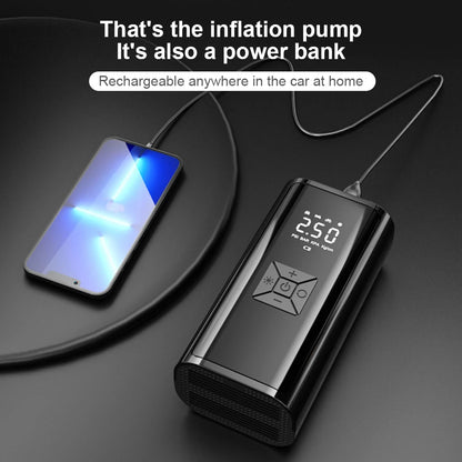 Reverse-charging inflator model connected to a phone