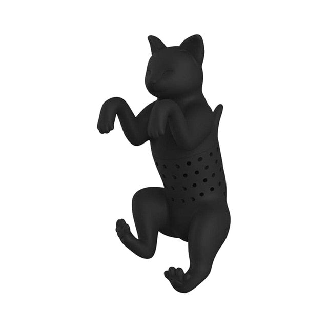 Black silicone cat-shaped loose-leaf tea infuser