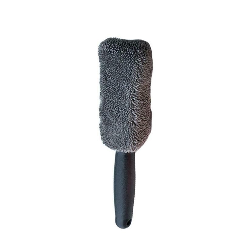 Upright gray microfiber wheel cleaning brush