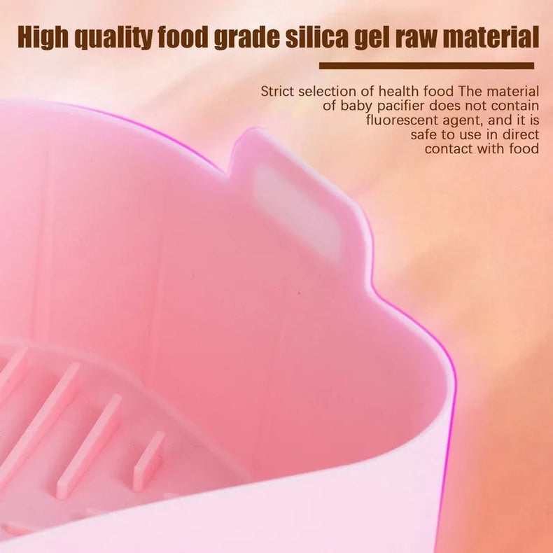 Close-up of the pink silicone liner rim and side handle