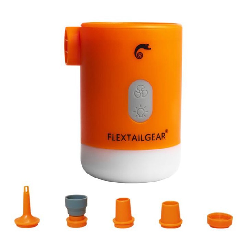 Orange Max Pump 2 Pro with five nozzle adapters