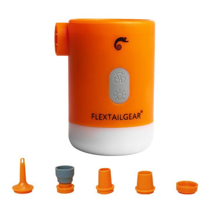 Orange Max Pump 2 Pro with five nozzle adapters