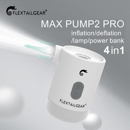 White FLEXTAILGEAR Max Pump 2 Pro shown connected to an inflatable