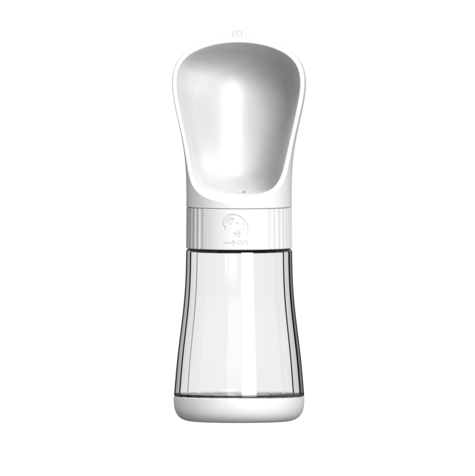 Compact white pet water bottle with clear reservoir