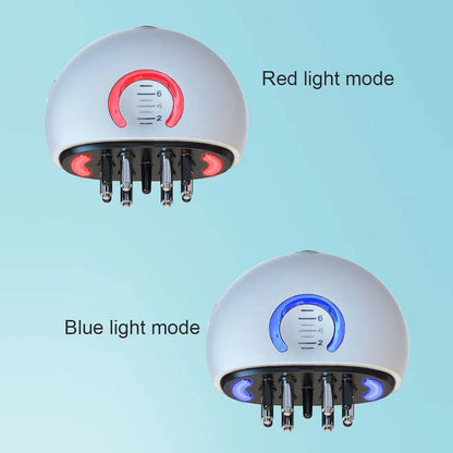 Scalp applicator shown in red and blue light modes