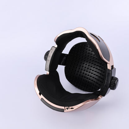 Inside view of the head massager's padded contact surfaces