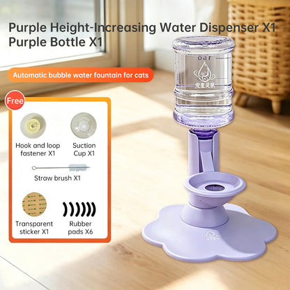 Purple adjustable-height dispenser and pictured accessory diagram