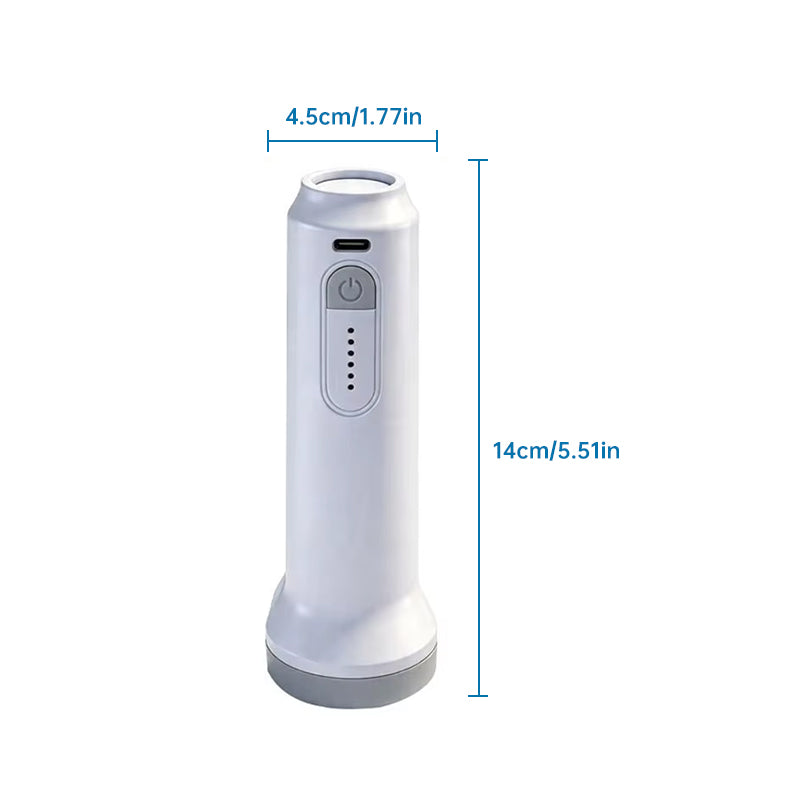 Rechargeable vacuum pump with height and width labels
