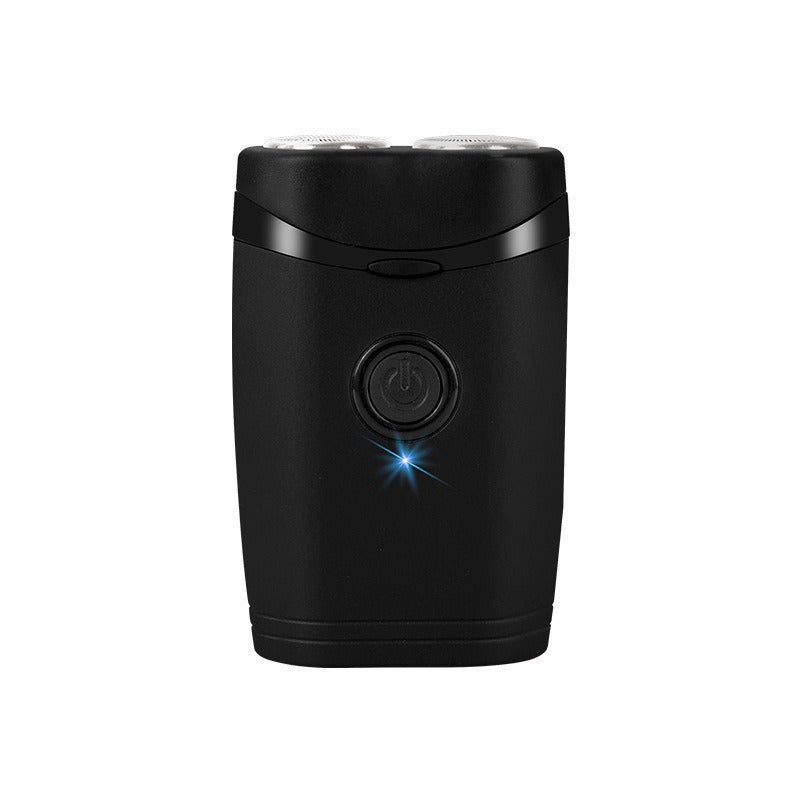 Front view of the portable black electric shaver