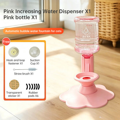 Pink adjustable-height dispenser and pictured accessory diagram