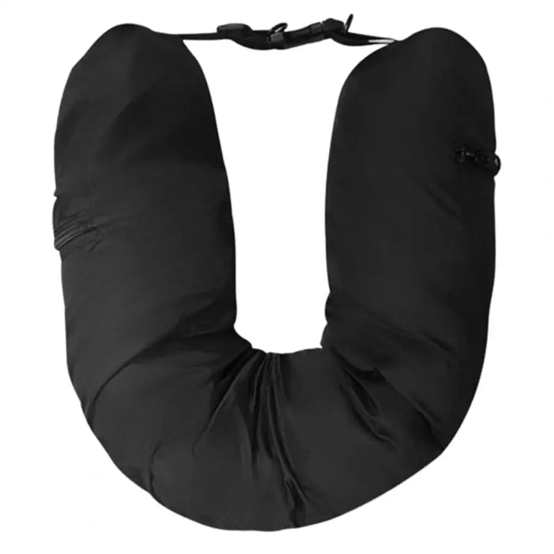 Black smooth-fabric travel neck-pillow cover with clasp