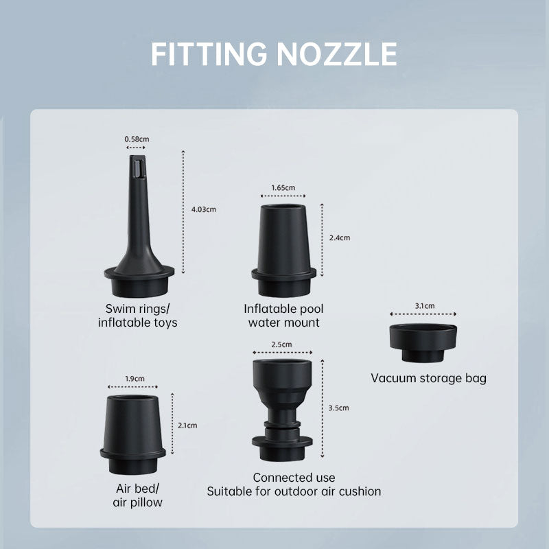 Diagram of nozzle shapes for the compact air pump