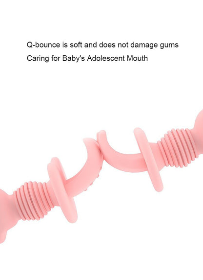 Close-up of the pink silicone utensil heads and guards