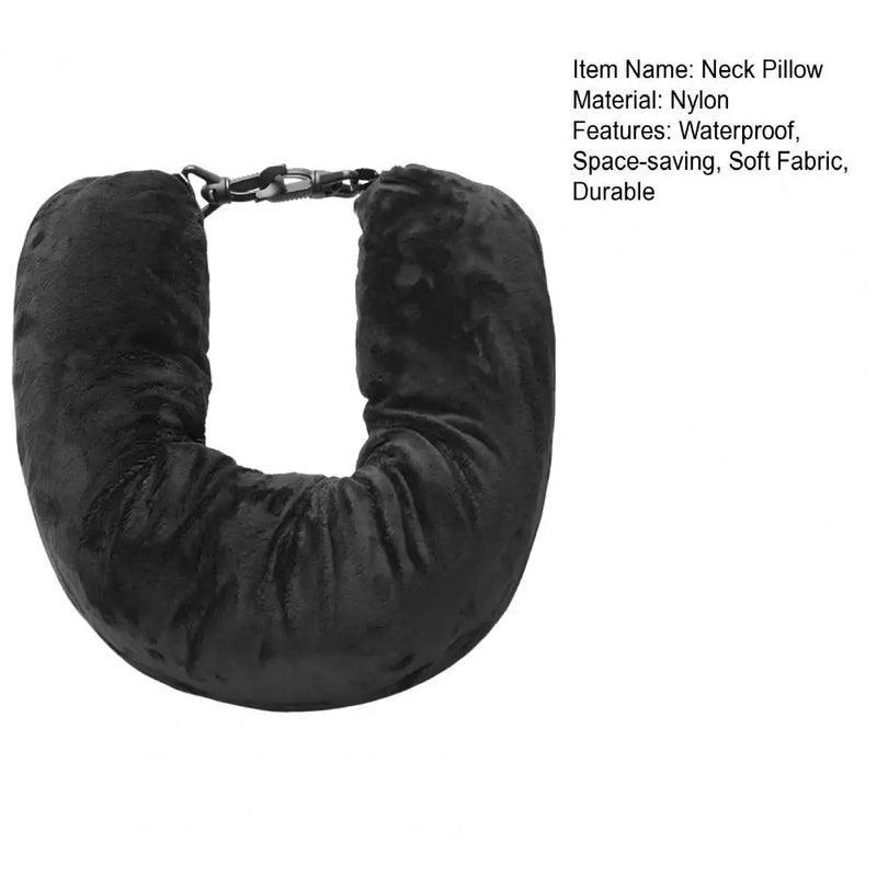 Black soft-fabric neck-pillow cover shown upright
