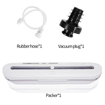 Food sealer pictured with a hose and vacuum connector