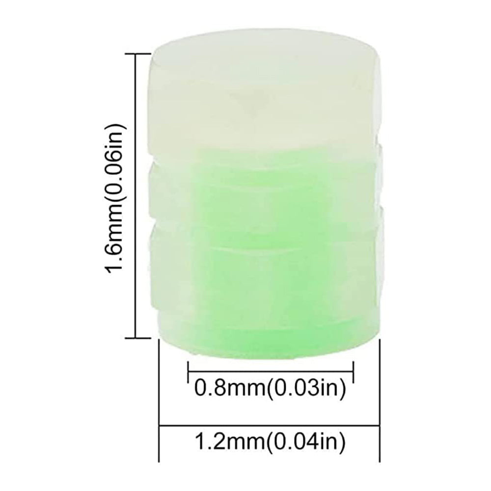 Green tire valve cap with a dimension diagram