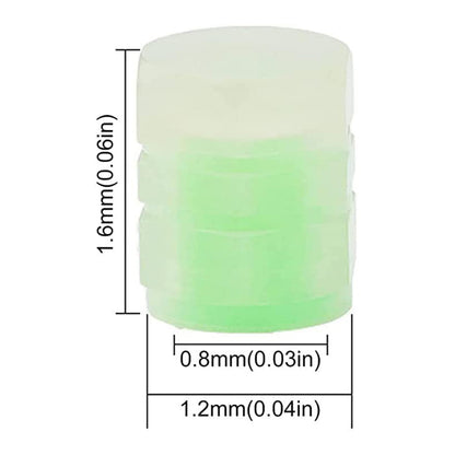 Green tire valve cap with a dimension diagram