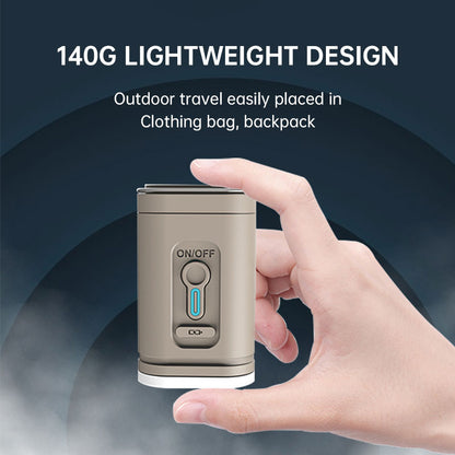 Hand holding the compact rechargeable air pump