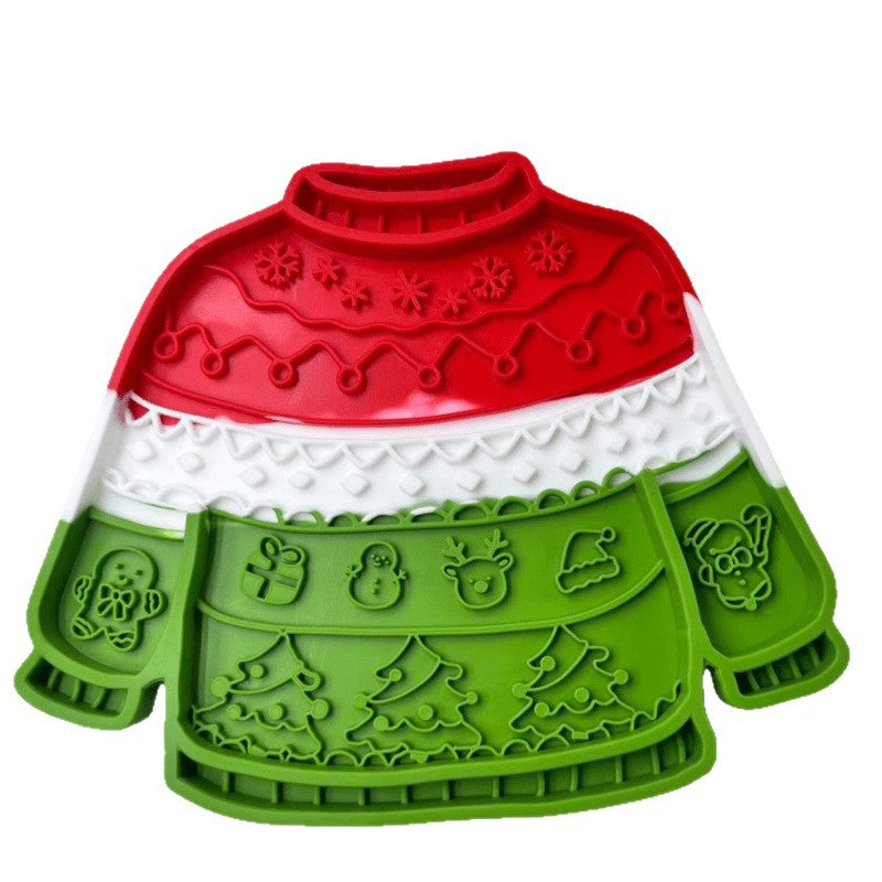 Red, white and green Christmas sweater silicone lick mat