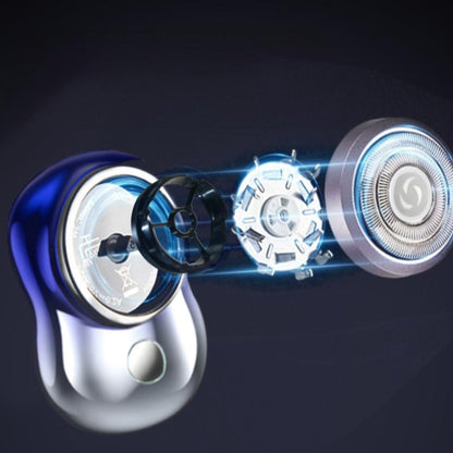 Exploded illustration of the mini shaver's rotary head assembly