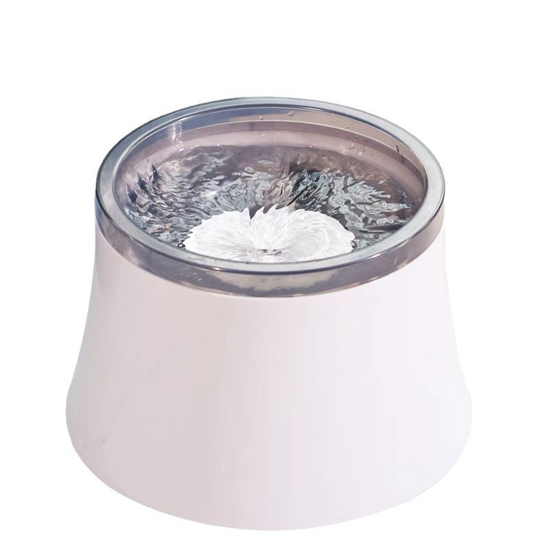 White pet fountain with a dark translucent upper rim