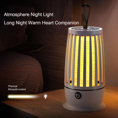 White trap lamp shown with warm yellow lighting