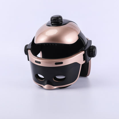 Gold-tone electric head massager with adjustable top and side controls