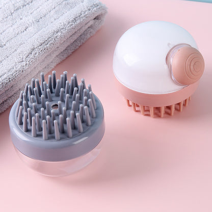 Pink and gray shampoo brushes showing their bristled bases