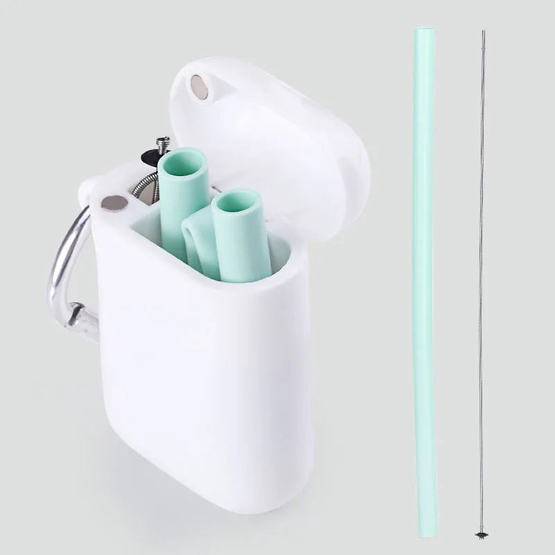 Green straw option with open case and cleaning brush
