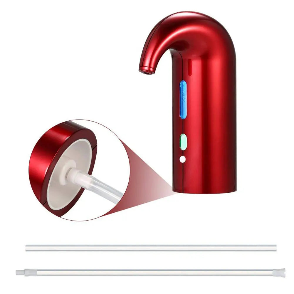 Red wine pourer with two tubes and a bottle-connection close-up