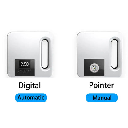 Mechanical gauge and digital display inflator options side by side